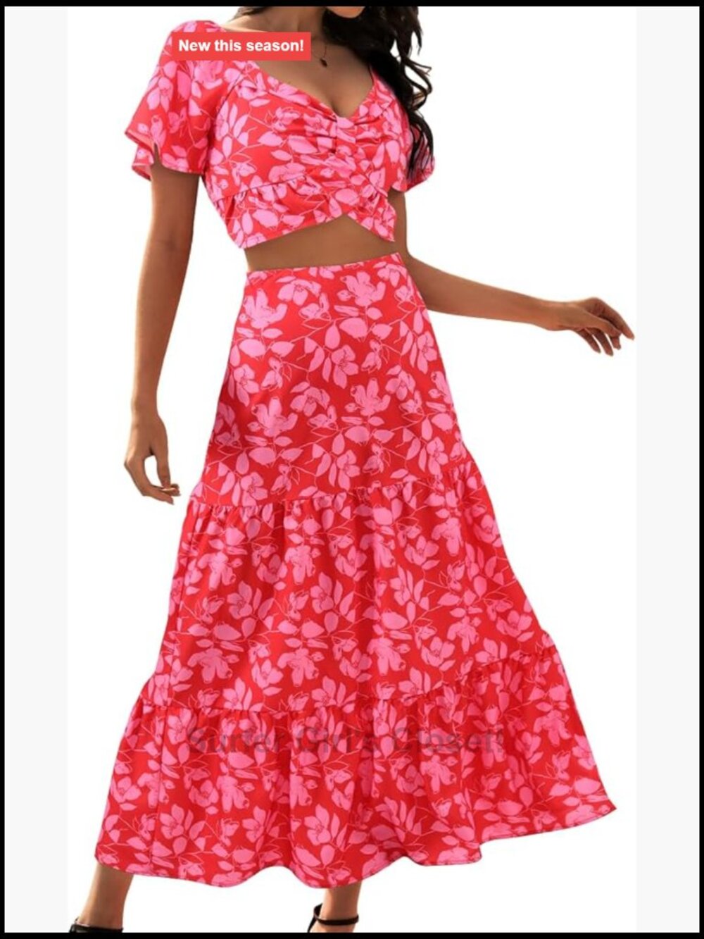 2 Piece Skirt Set Matching Top & Long Skirt Floral Cruise Outfit Summer Boho